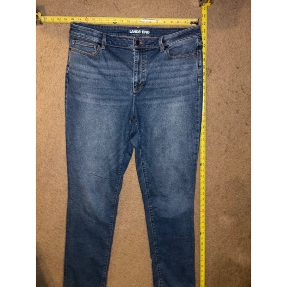Lands End Womens Blue Straight Leg Jeans Tall Size 16‎ Medium Wash Pants T02-04